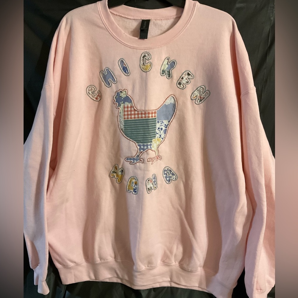 Handmade Chicken Mama Gildan Pink Heavy Blend Sweatshirt